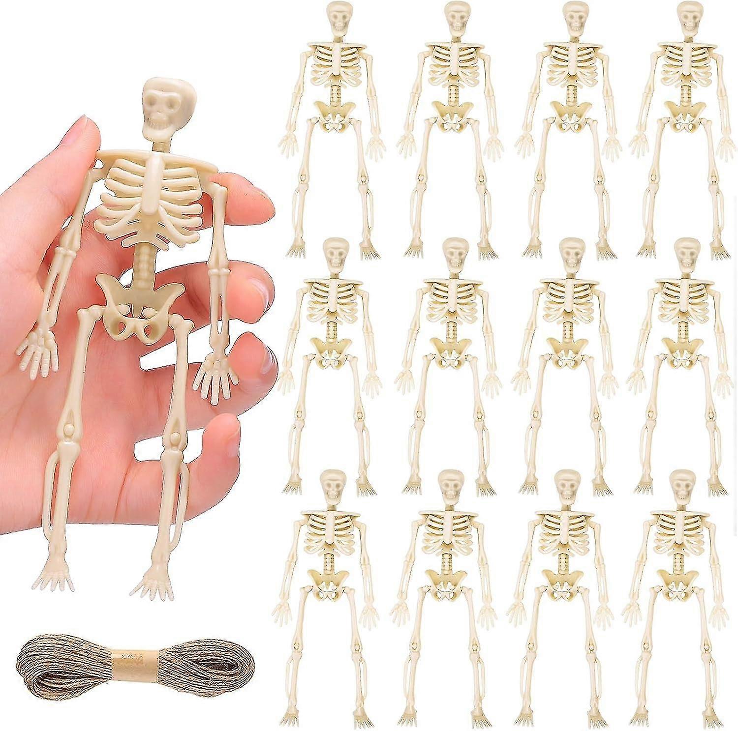 12pcs Halloween Mini Skeletons - Funny Hanging Decor