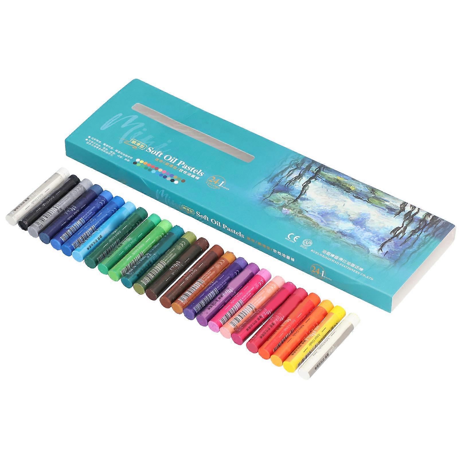 Soft Oil Pastels Set 24 Colors Mini Professional Art Crayons for Drawing and Graffiti