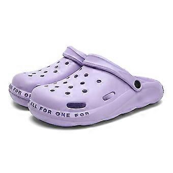 Women Men Lightweight Garden Shoes Comfortable Rubber Shoes Slippers Breathable Summer Beach Non-slip Purple 39-40