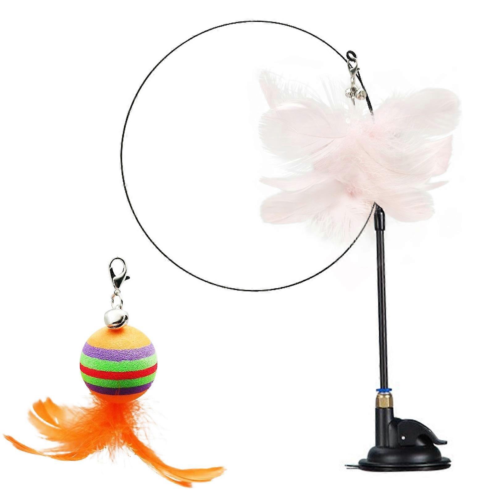 Funny cat stick Interactive cat toys Natural Feather sucker with bell and cat stick,100% New