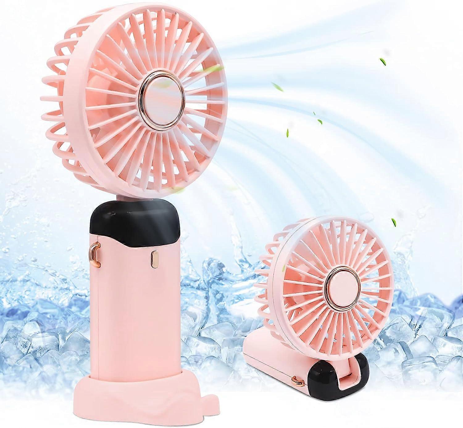 Handheld Fan, Portable Fan, USB Rechargeable Mini Fan, 5 Speed, Portable Fan Handheld with Power Display (Pink)