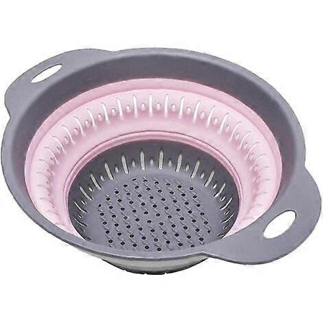 Collapsible Colander, Silicone Food Strainer With Handles, Collapsible Colander Strainer For Kitchen Pink