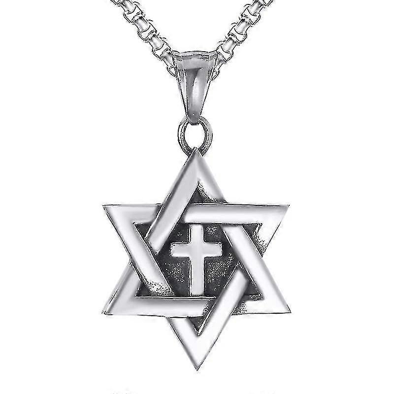 Elfasio Star Of David messianske Cross For menn S rustfritt stål anheng halskjede Chain