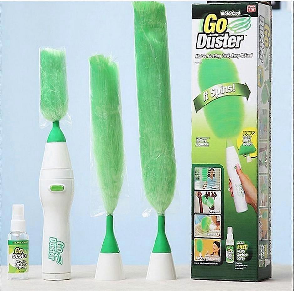 Electric Go Duster Dust Multi Function Motorized Spins Cleaning Tool Feather New