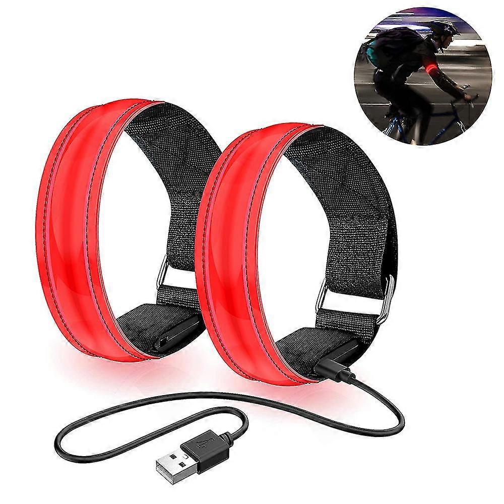 2 Pack Running Light For Runners Rechargeable Led Armband Reflective