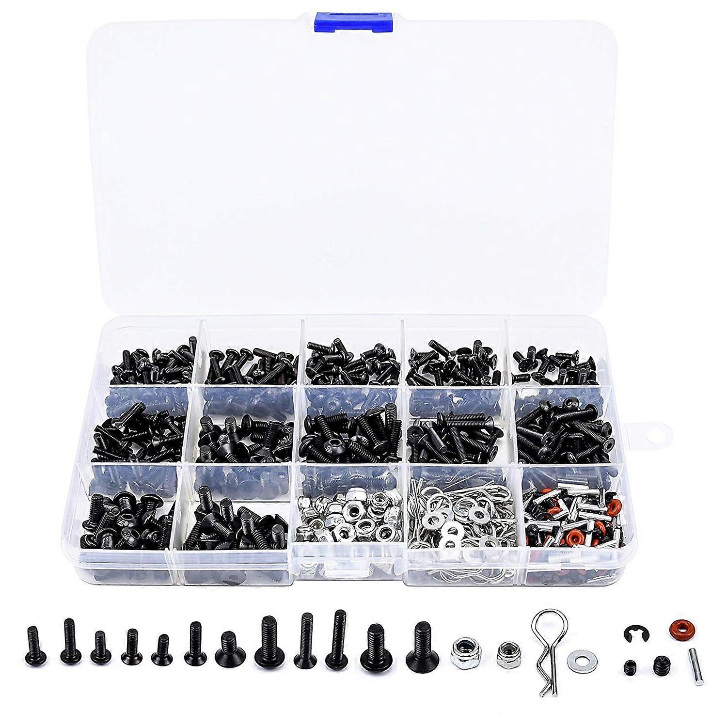 500PCS RC Car Screws Kit Hex Screws Nut Shell Buckle RC Repair Tool Kit for Arrma 1/8 -1/16 Scale R
