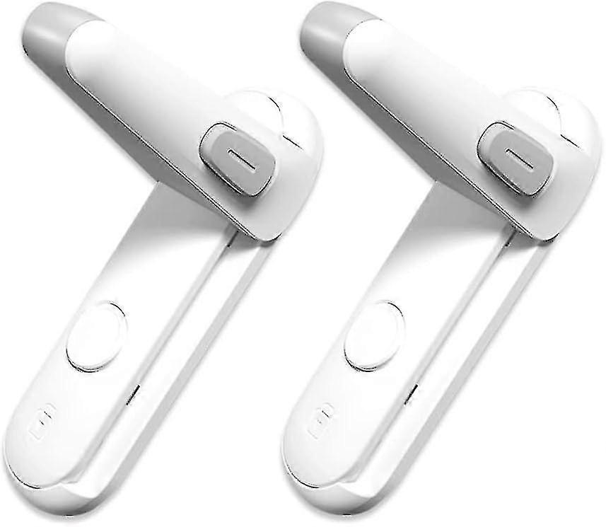 Childproof Door Lever Lock, Baby Safety Door Handle Lock, Easy To Install And Use 3m Adhesive Without Tools Or Drill (white, 2 Pieces) SXQ