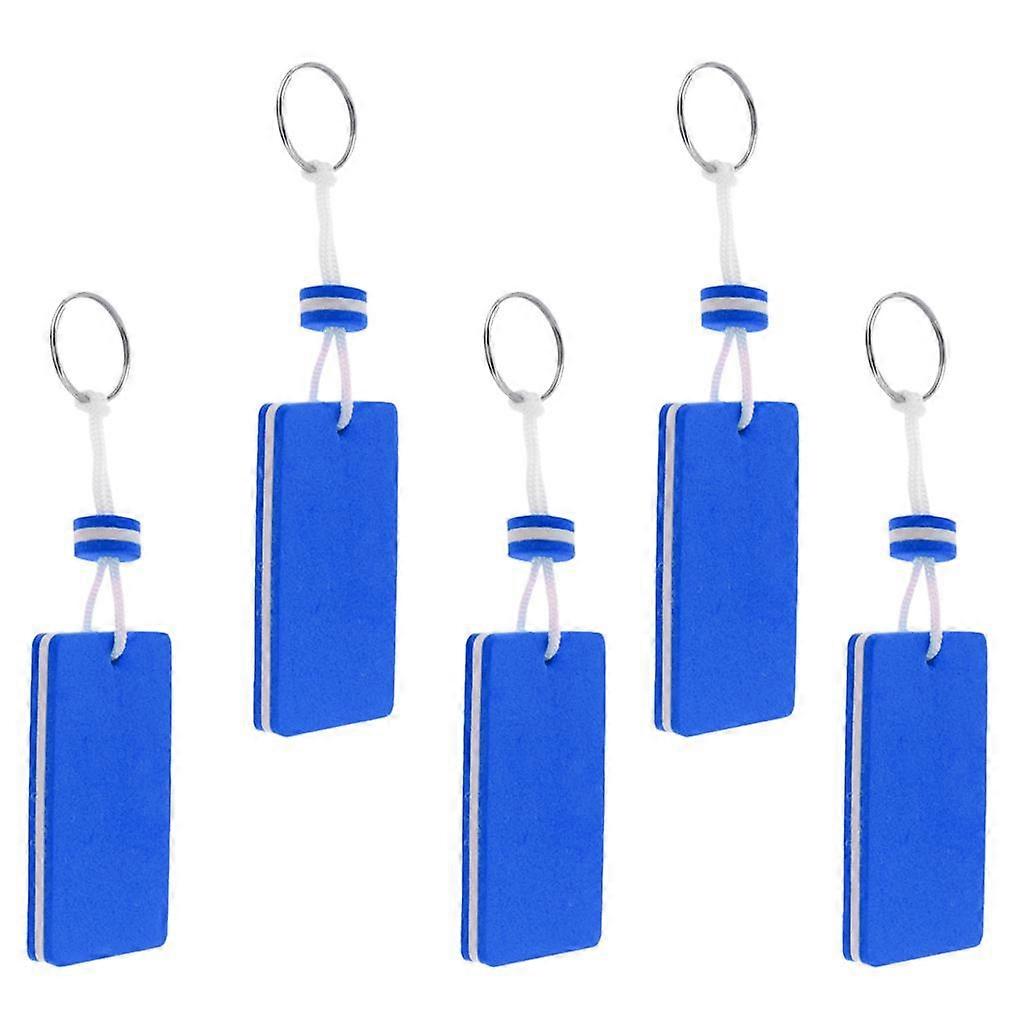 5 Pieces Yachting Boating Rafting Canoeing Floating Key Chain Key Ring- Rectangle Blue