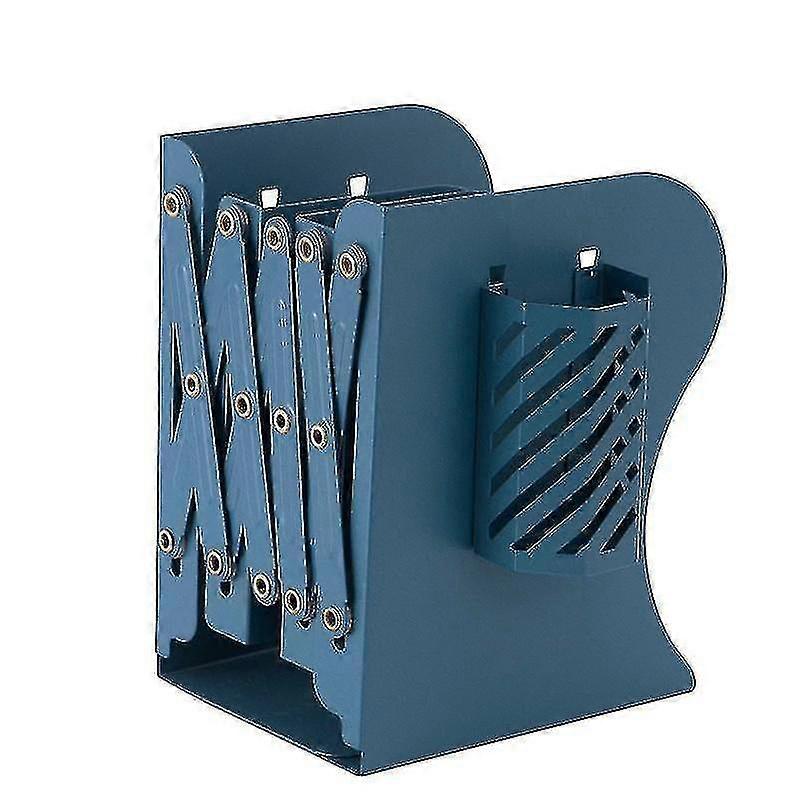Telescopic Folding Bookshelf Desktop Storage Stationery For Students(blue)