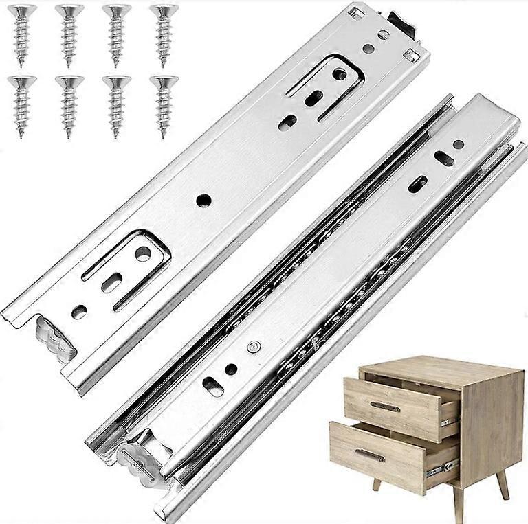 25cm - 1 Pair Drawer Slide Ball Bearing Slide Full Extension with Screws Load Capacity 50kg