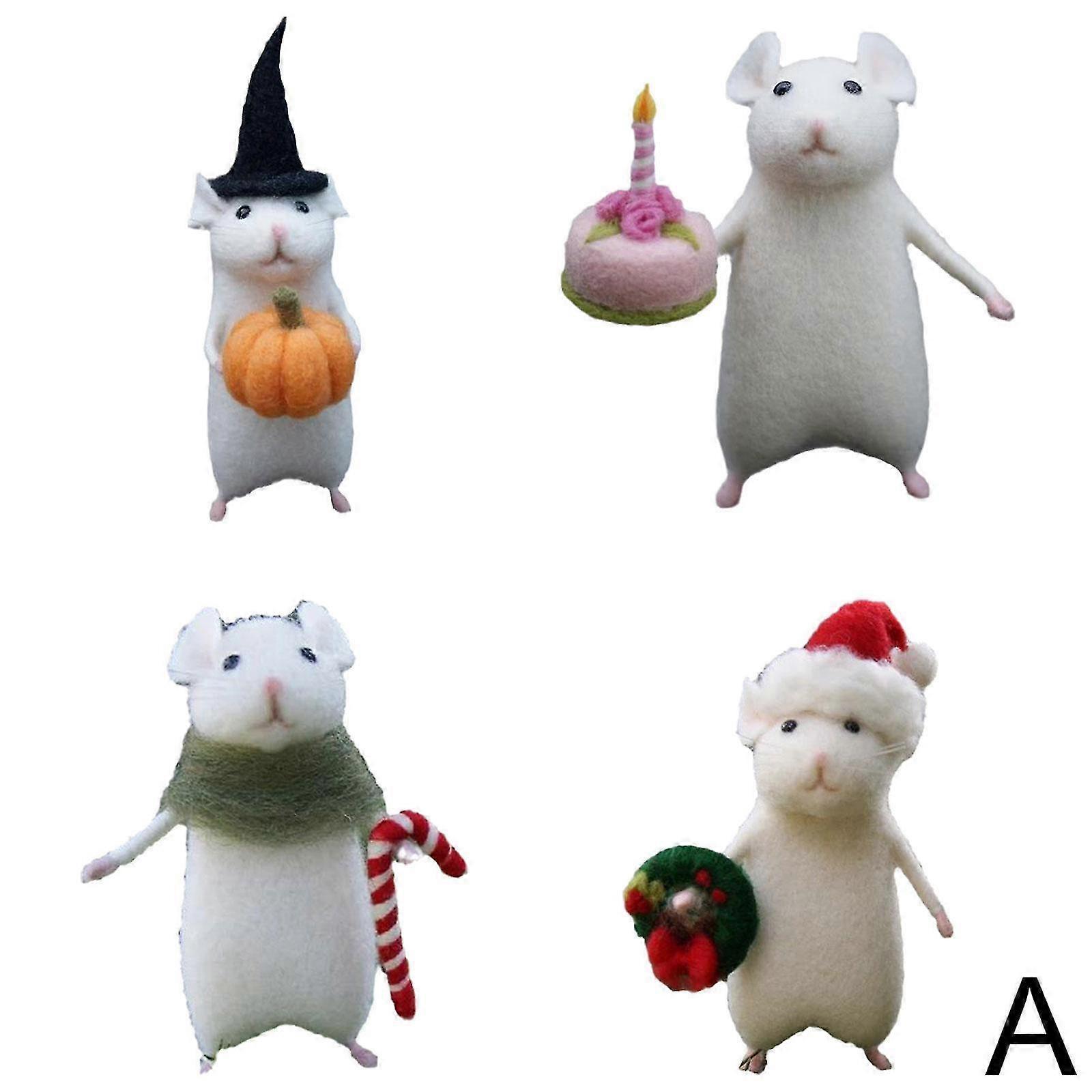 Halloween Mouse with A Pumpkin Wool Felt Handmade New