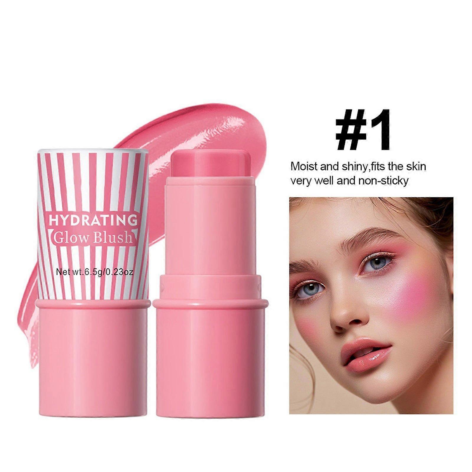 Blush Stick, Hydrating Glow Blush, For Natural Brighten Side Shadow Shimmer Highlight Blush Stick, Moisturizing & Non-sticky