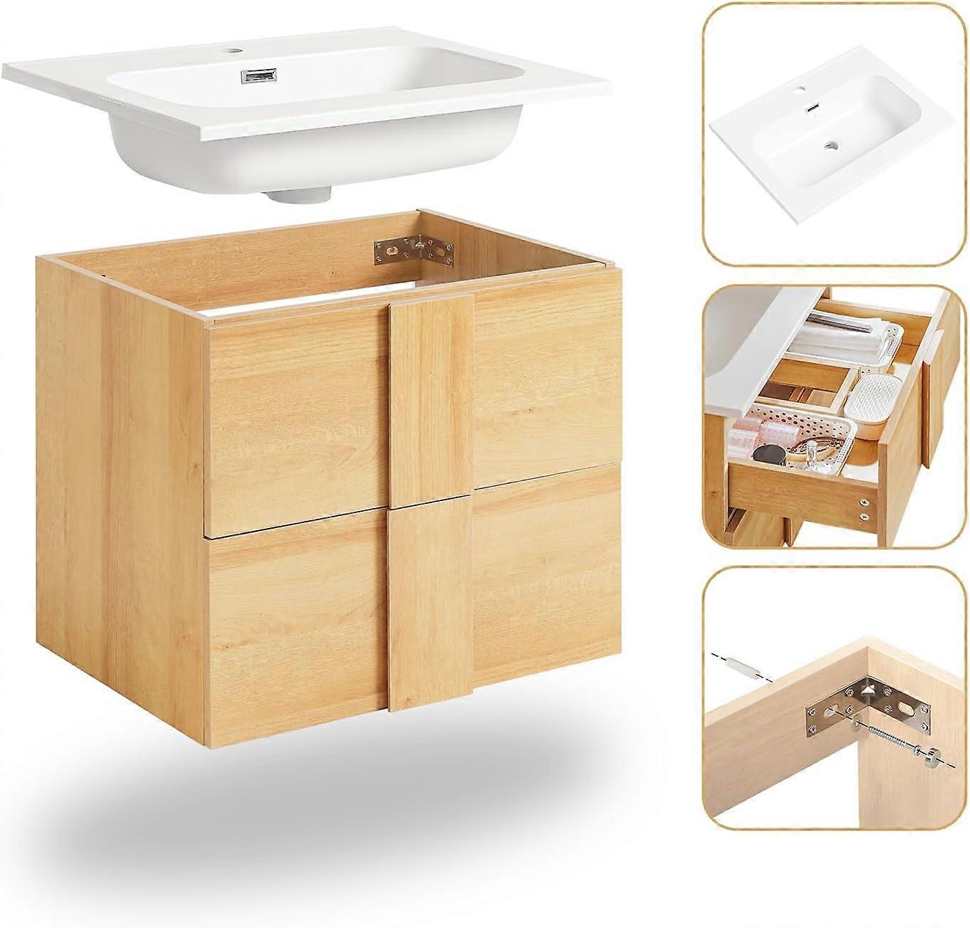 SoBuy Wall-Mounted Vanity Cabinet with 2 Drawers
