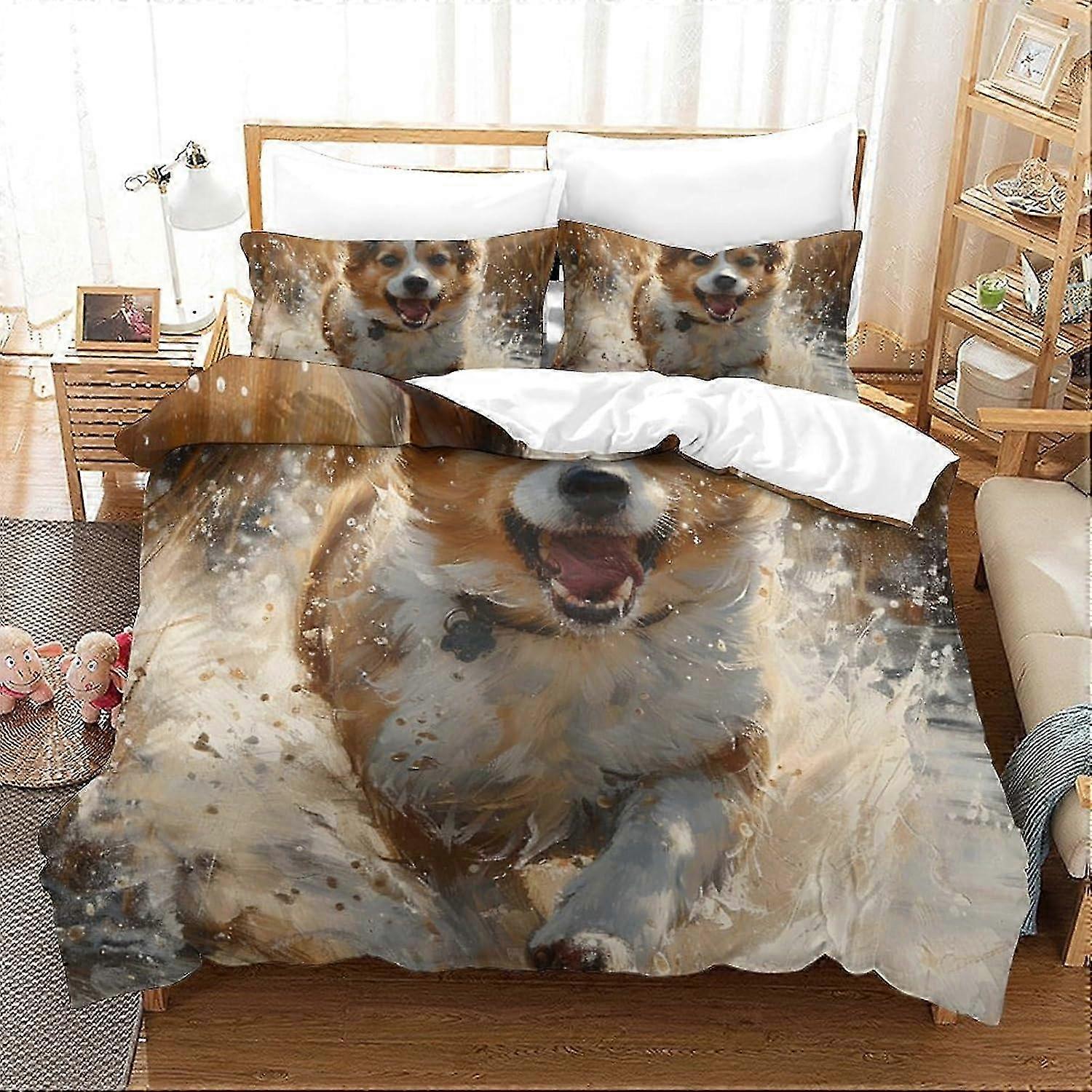 J333 ملاءات السرير 3D المطبوعة غطاء لحاف 3 قطع غطاء سرير ناعم ستوكات مع إغلاق سحابأكياس وسائد للمراهقين والبالغين ملاءات سرير سوبر BBA