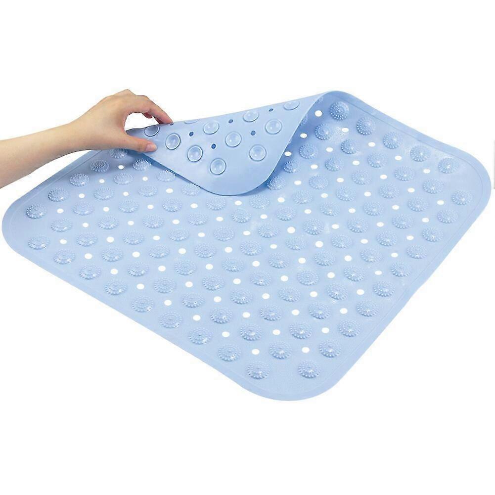 Blue 48*48CM Non-Slip Bath Mat,Square Shape Mildew Resistant Shower Mat PVC Bathtub Mat With Suction Cups,Antibacterial