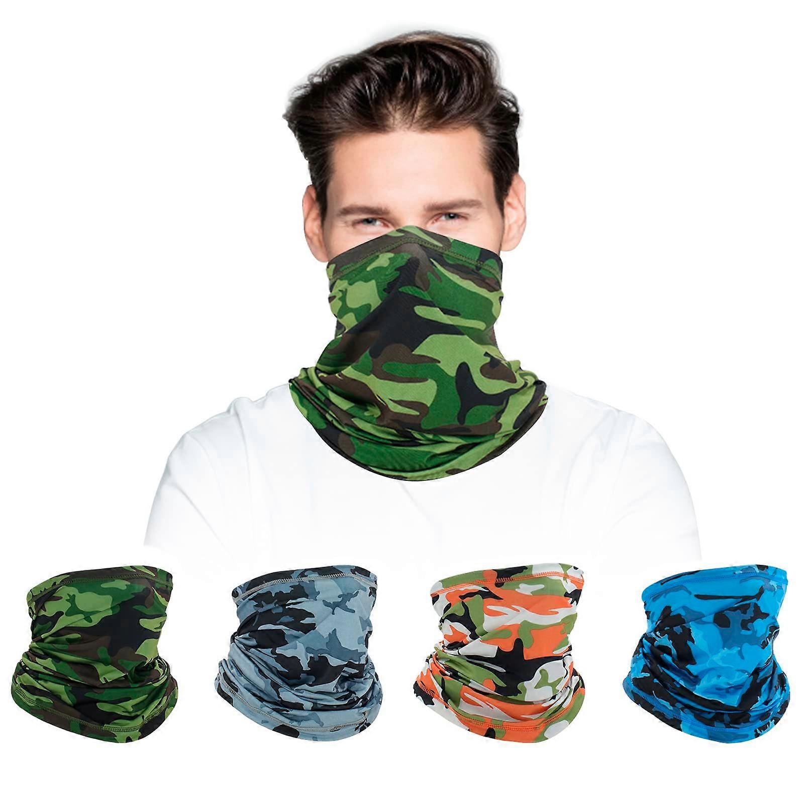 4 Pack Multifunctional Headgear, Face Scarf Bandana Headband Windproof Elastic Tube Scarf for Men and Women, Soft and Comfortable Face Mask Headband S