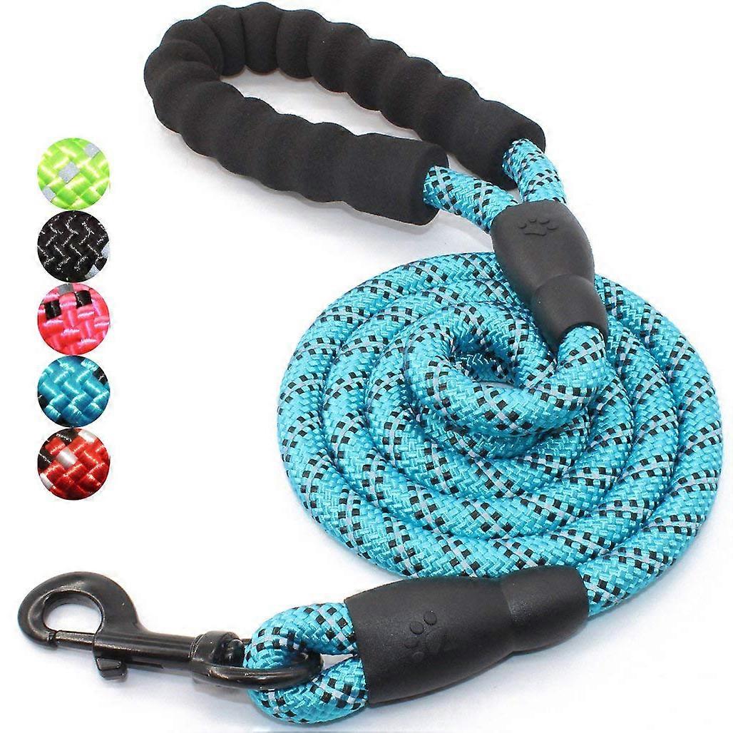 5 Ft Strong Dog Leash With Comfortable Padded Handle And Highly Reflective Threads Dog Leashes For Medium And Large Dogs, Blue