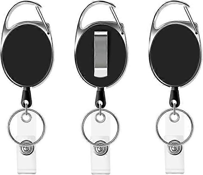 3 Pcs Retractable Keyring, Heavy Duty Reel Clips Retractable Lanyard Badge Reels Keychain for Holding a ID Card Holder, Pass Card Badge , Keys or Cell