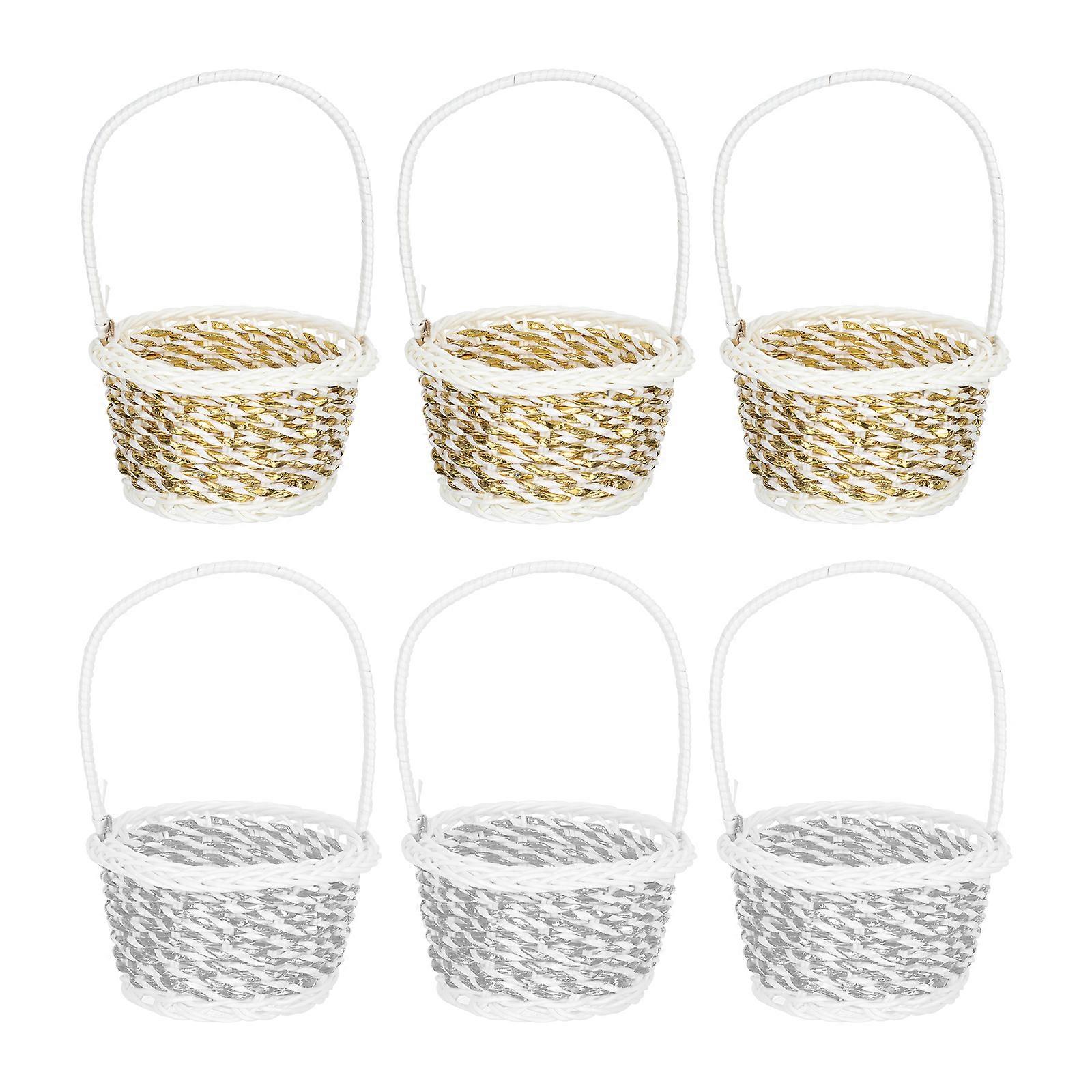 6 Pcs Hand Knitting Fruit Baskets Multi-functional Storage Baskets Sundries Basket