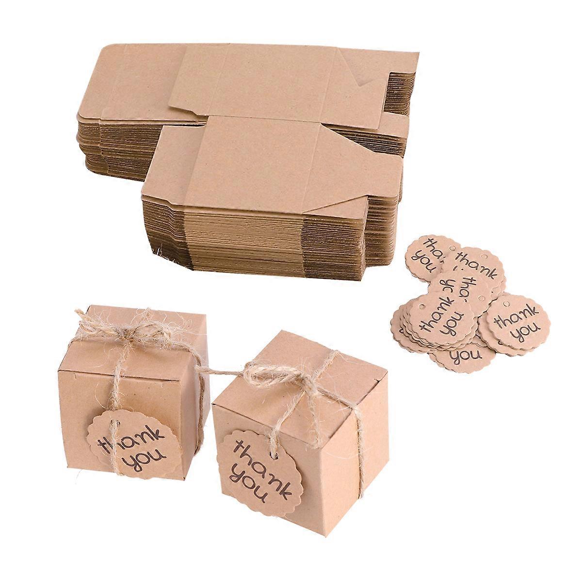 20 Pcs/10 Retro Decor Kraft Square Boxes Wedding Gift Boxes Kraft Paper Packaging Gift Boxes
