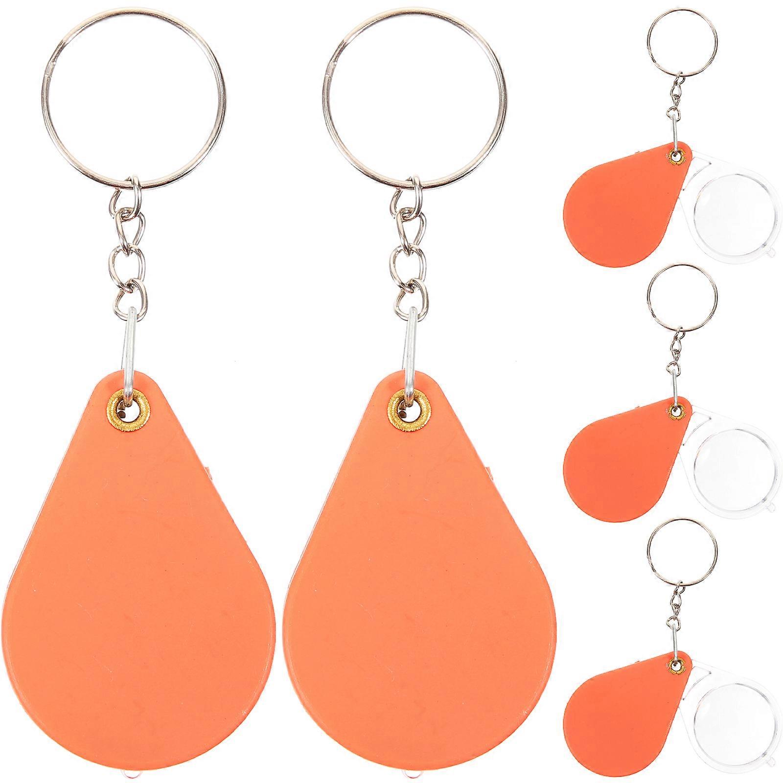 5Pcs Folding Magnifying Glass Handheld Magnifier Keychain Jewelry Magnifying Glass