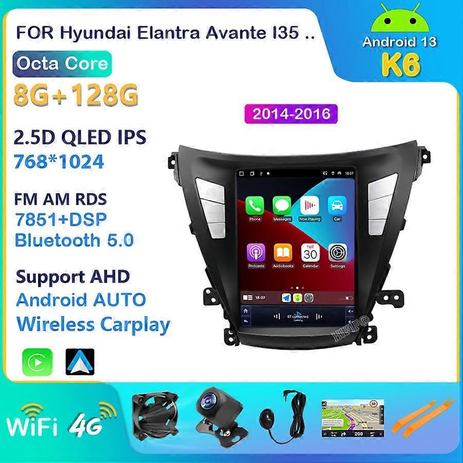 Android 13 Tesla Style Car GPS Navigation For HYUNDAI ELANTRA/MD 2011-2016 Auto Radio Stereo Multimedia Player With BT WiFi