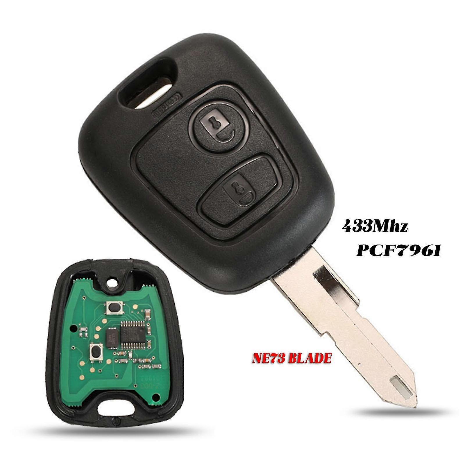 2 Button Remote Key Shell Fob For Peugeot 206 433mhz Car Key Cover With Pcf7961 Transponder Chip/ne73 Blade