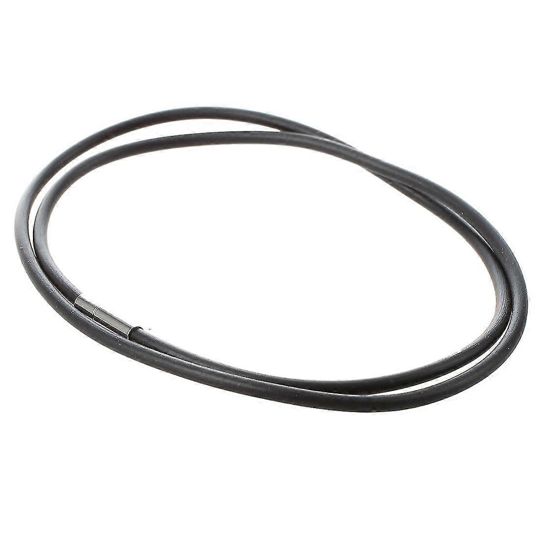 Colar de cabo de borracha preto de 3mm com fecho de aço inoxidável - 24 polegadas