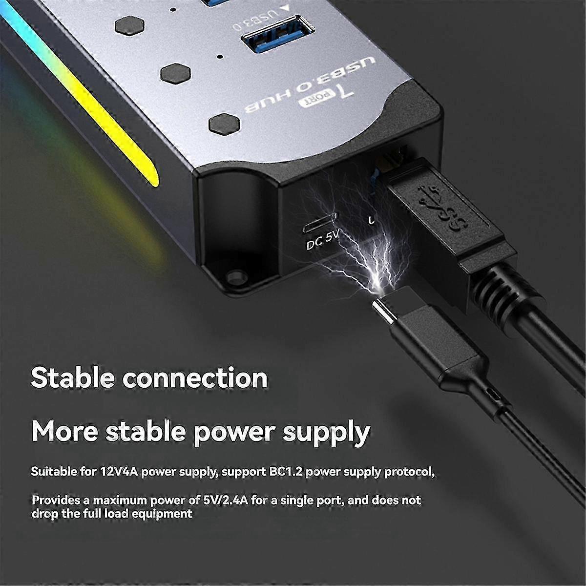thumbnail image 2 of Staples 7-Port USB 3.0 Hub – Compact Portable Splitter For PC/Laptop, 0.5ft Cable 2 of 6