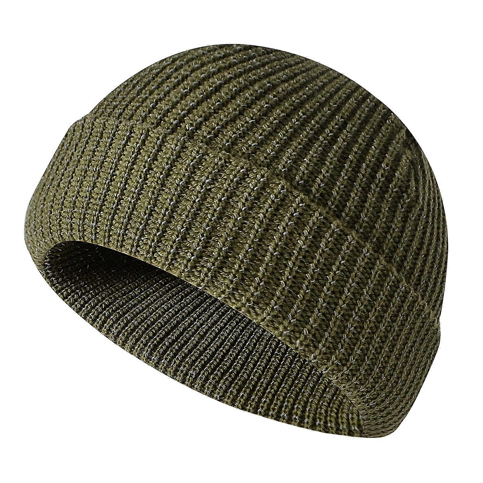 Unisex Knitted Hat Reflective at Night High Elasticity Folded Brim Dome Hip Hop Street Style Night Jogging Warning Cap Winter Keep Warm Headwear