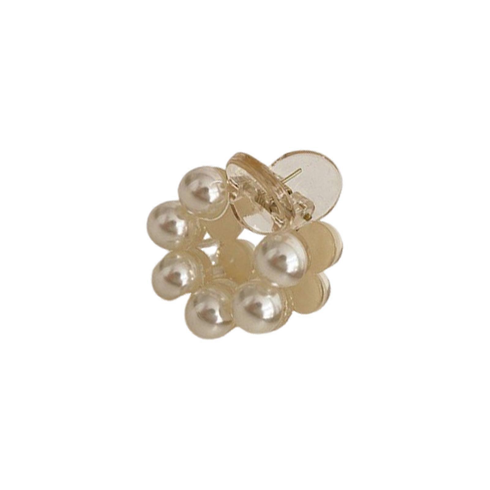 Sweet Mini Round Faux Pearls Hair Clip Non-slip Cross Teeth Back Head Small Hair Claw Styling Hair Accessories
