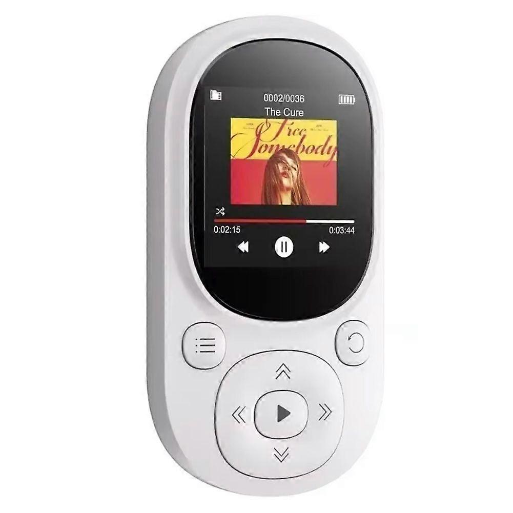 64GB Clip MP3 Player with Bluetooth 5.3, Lossless Sound, FM Radio, Voice Recorder, Supports Up to 128GB TF Card White