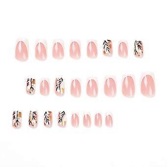 Glossy Press On Nail Simple French Style Nail With White Tips  Jelly Glue Model