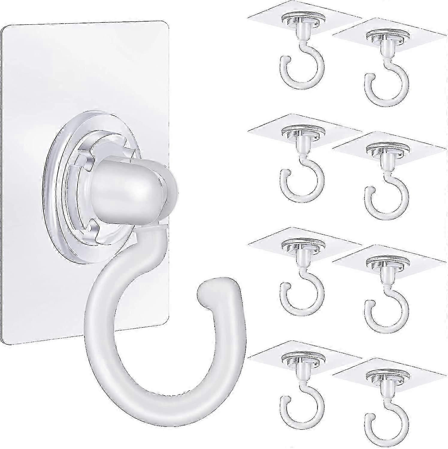9 Pieces Adhesive Ceiling Hooks White Under Cabinet Hooks Plastic Heavy Duty