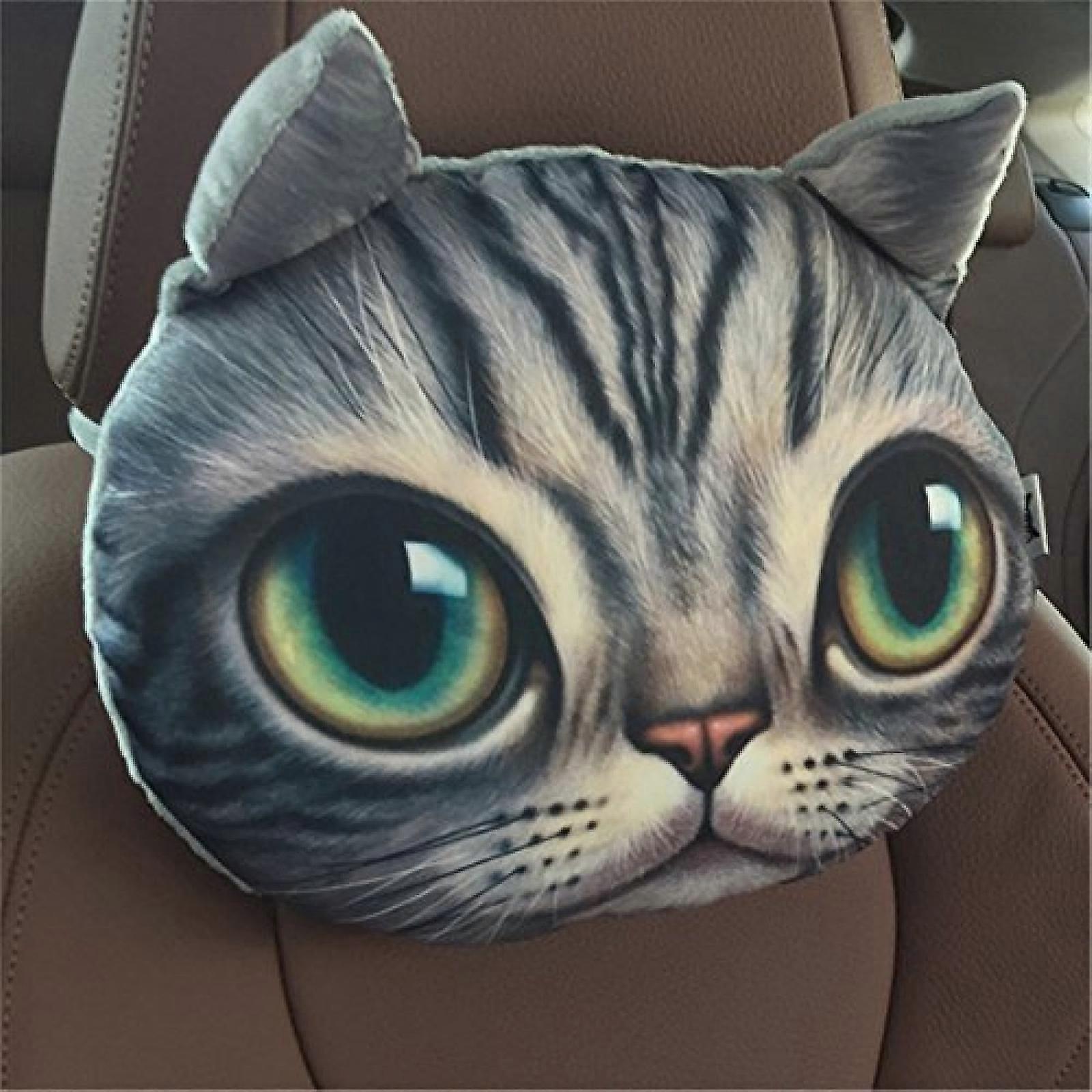SBSG Creative Funny Doge Lifelike 3D Printed Car Headrest Animals Dog Cat Head Cartoon Pillow Protect Seat Neck (Akitas)