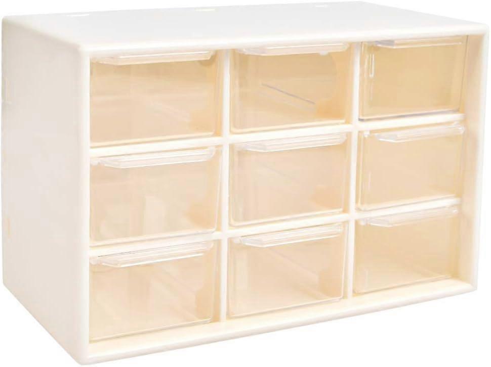 Storage Box with 9 Compartments for Storing Small Parts, Screws, DIY Tools, 3 Tier White Organizer with Clear Drawers