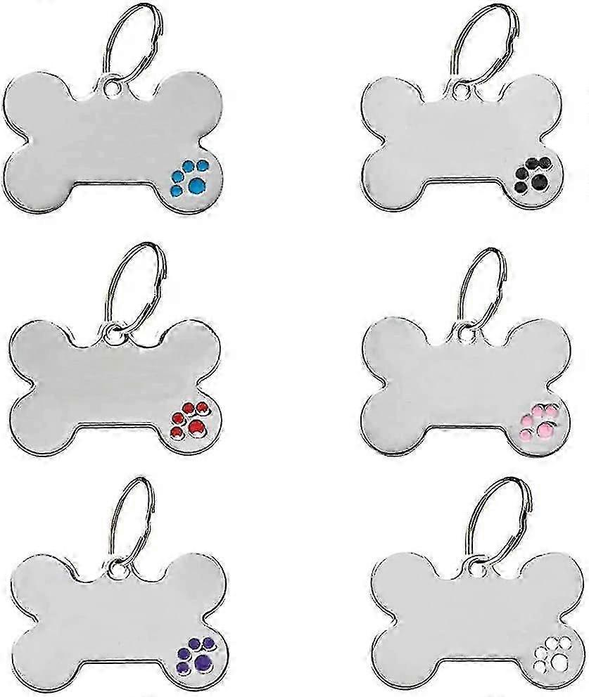6pcs Dog Tags Bone Id Tag Dog Collar Tag Pet Identity Name Tags