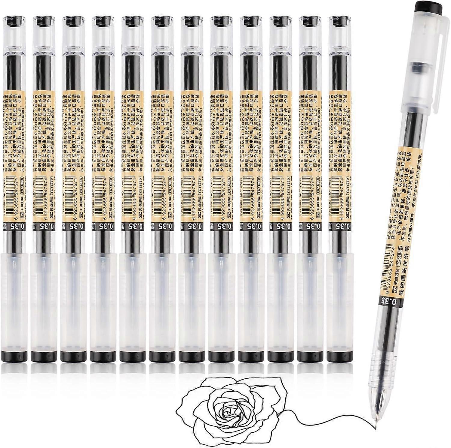 12pcs quick drying black neutral pen -0.5mm