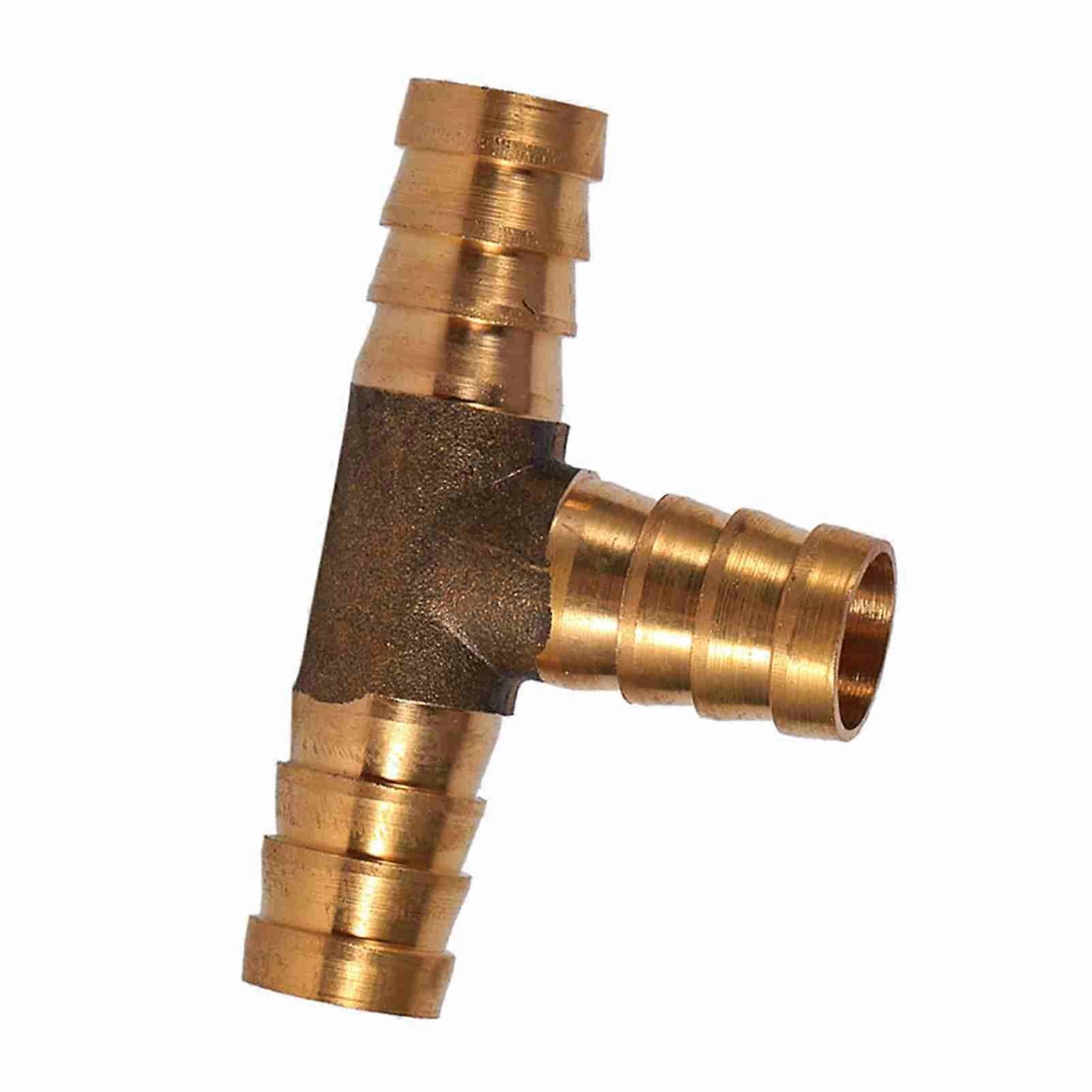 12mm 3 Way Fuel Hose Brass Tee Connector for Compressed Air Oil Gas