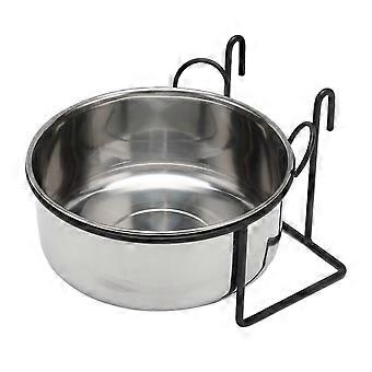Stainless Steel Coop Cup Multipurpose Removable Hanging Pet Bowl with Holder for Cats Dogs Birds