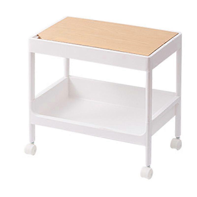 Rolling Cart Large Capacity Eco Friendly PP MDF Sturdy Construction Space Saving Utility Cart For Beauty Salon Dormitory 2 Tier, with Cover and Wheel