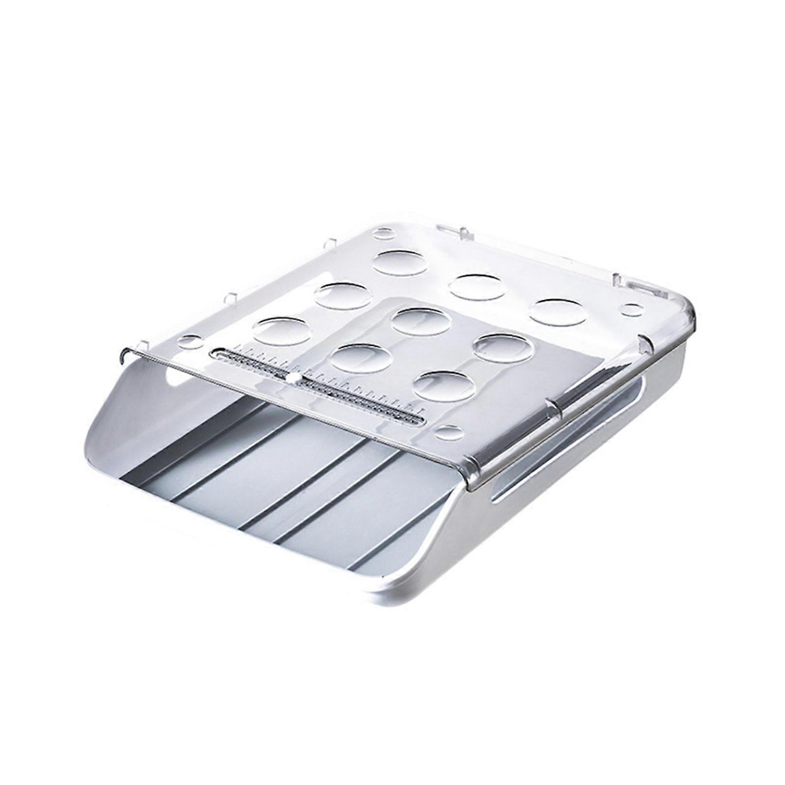 Egg Holder for Refrigerator Automatic Rolling Storage Container Transparent Lid Drawer Egg Tray Box Fridge Organizer  Gray