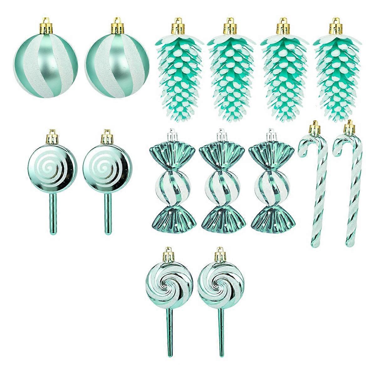 15Pieces Christmas Ornaments Candy Theme Christmas Candy Ornaments Set Xmas Tree Decorations Festiv