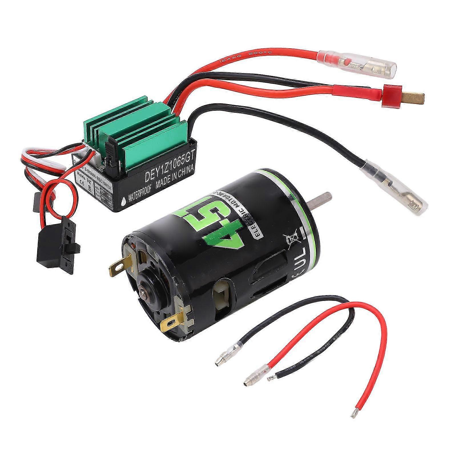45T Waterproof Brushed Motor with 540 Size and 65A T Plug ESC compatible with RC Climbing Car