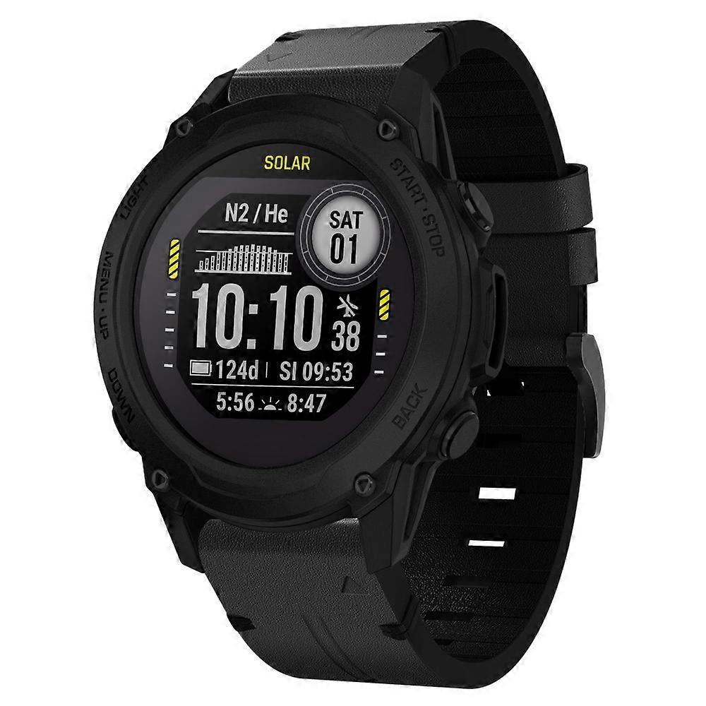 För Garmin Descent G1 22mm läder stålspänne klockarmband