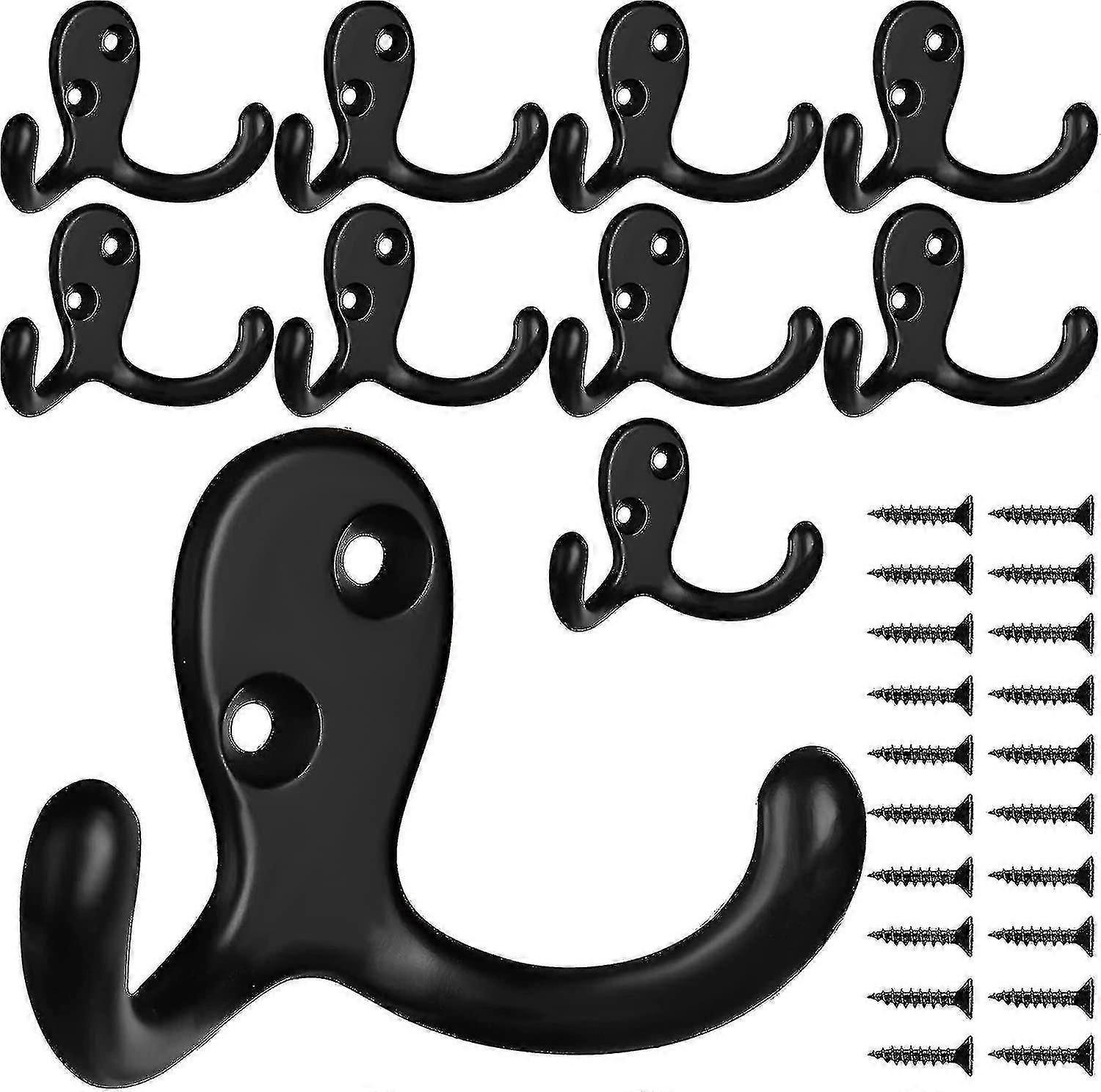 10 Pack Duty Double Coat Hook Mount avec 20 vis Retro Double Coat Hook Utility Hook