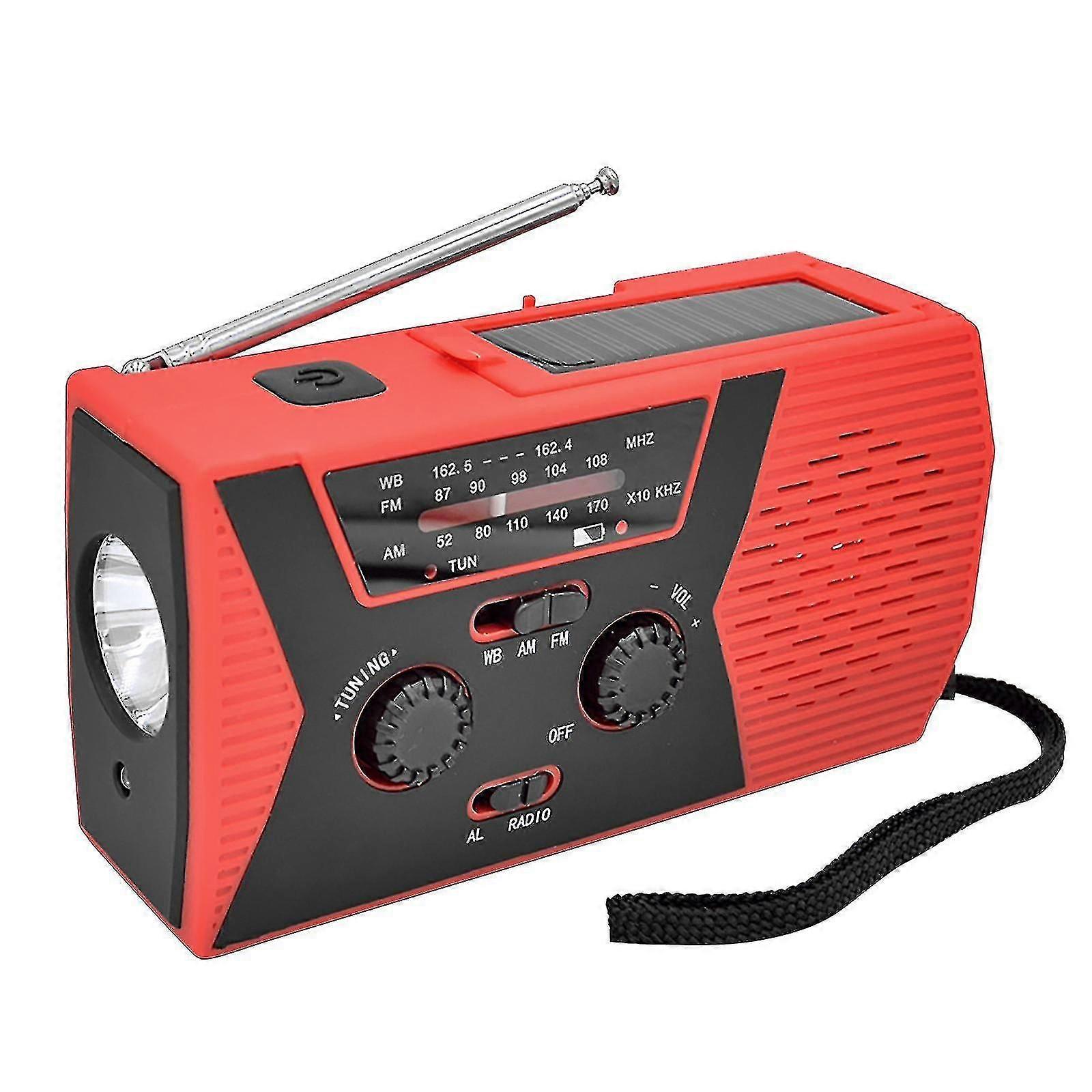 Emergency Solar Hand Crank Dynamo 4000mah Weather Radio Flashlight Charger