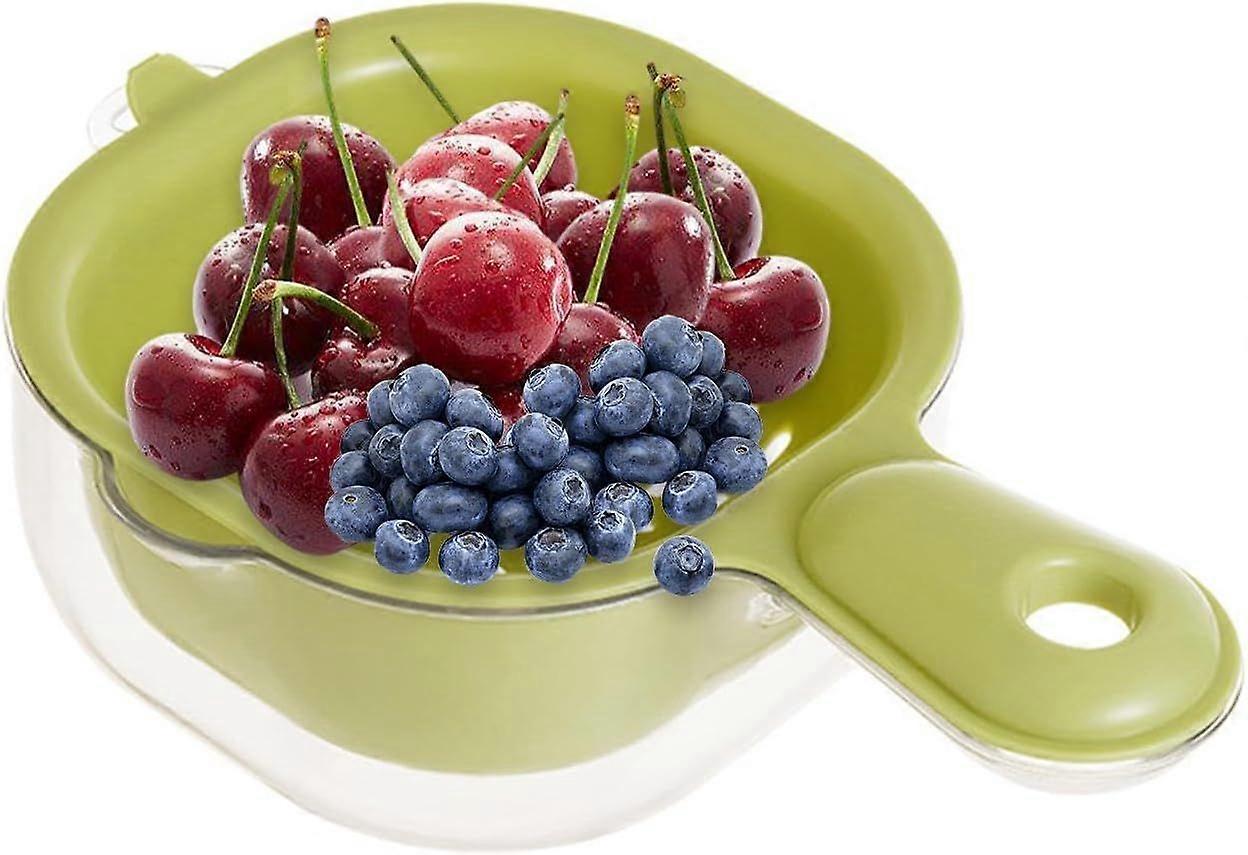 Green Double Layer Drain Basket, Fruit Strainer Basket | Vegetable Drainer Basket with Handle - Small Vegetable Drainer Basket with Handle, Draining B