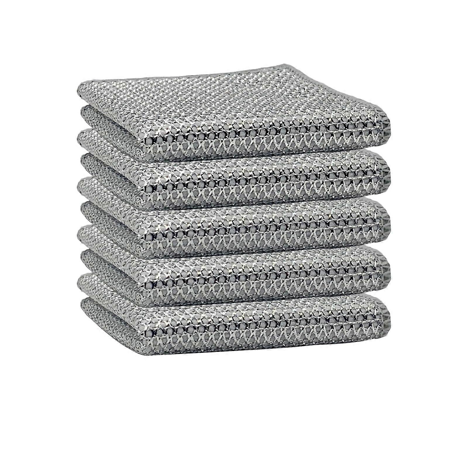 Double Stainless Steel Washer Set - 5 Multi-Purpose Wire Dishwashing Cleaning Cloths for Kitchen and Home Use