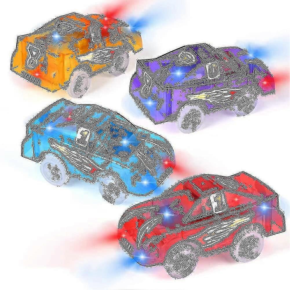 4 αυτοκίνητα πίστας αντικατάστασης πακέτων ανάβουν αγωνιστικά αυτοκίνητα παιχνιδιών με 5 οδηγημένους που αναβοσβήνουν Ruikalucky